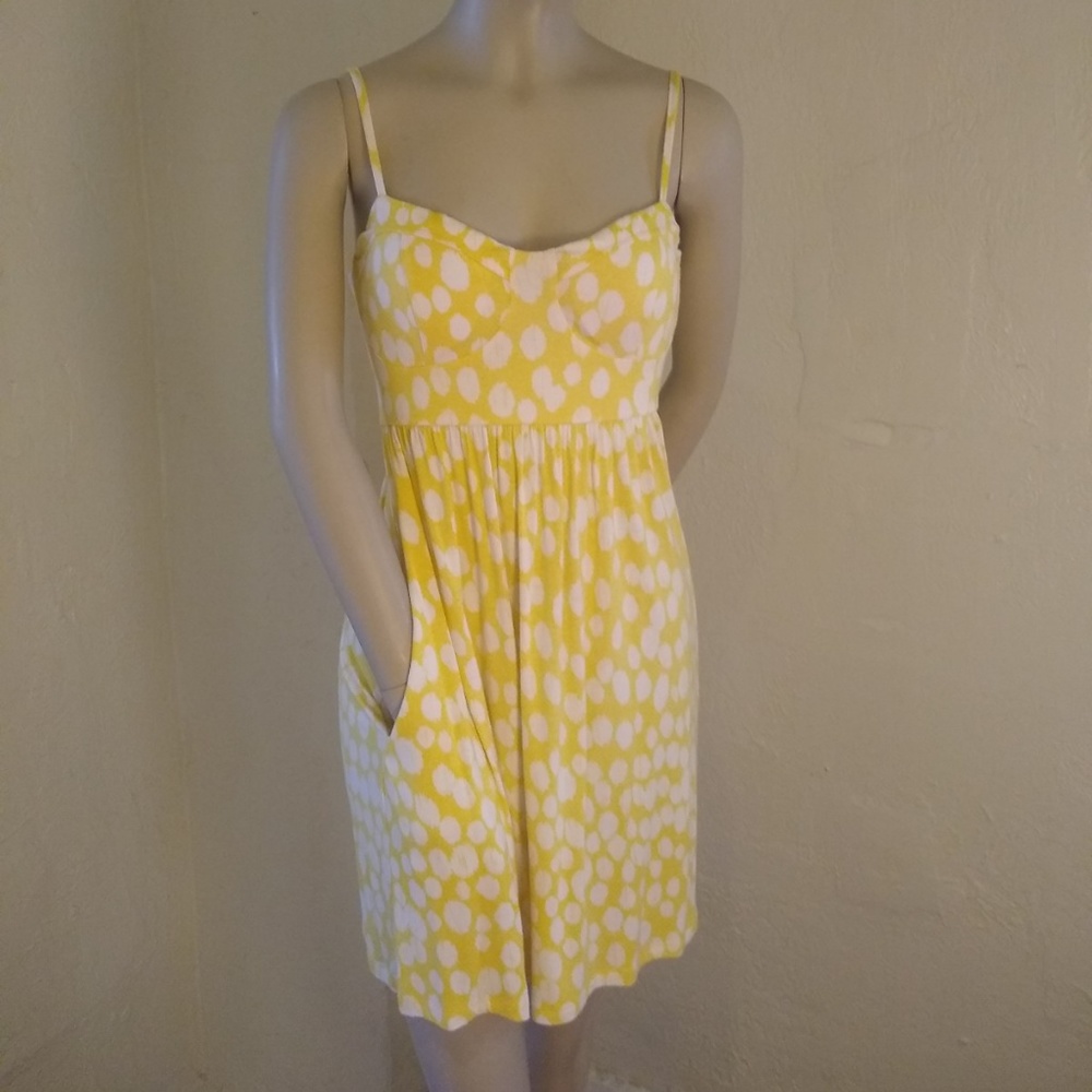 Guess yellow polka dot summer dress; XS